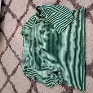 Calvin Klein Green and White Striped Blouse